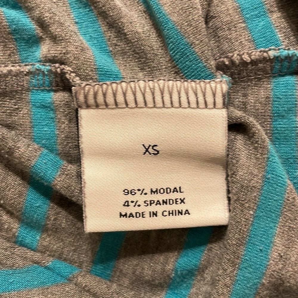 Van Winkle & Co Girls XS Striped Modal Top Teal Gray Short Sleeve Pajama Shirt - Picture 5 of 6